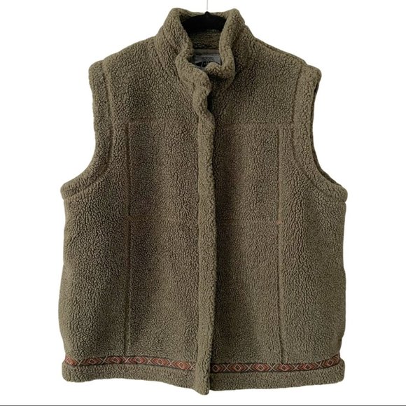 Vintage Jackets & Blazers - Vintage Green Teddy Zip Up Vest Womens XL